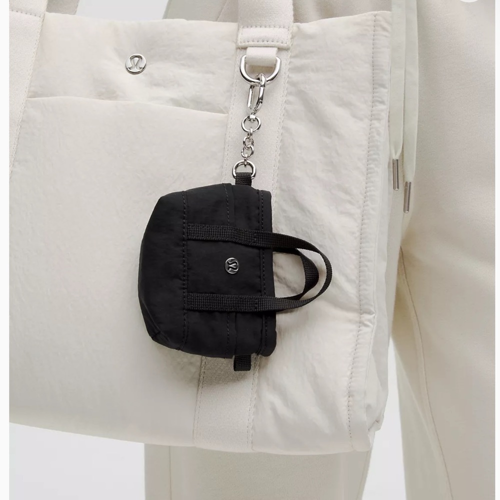 lululemon Black Mini Tote Bag Charm Nano Clippable NWT